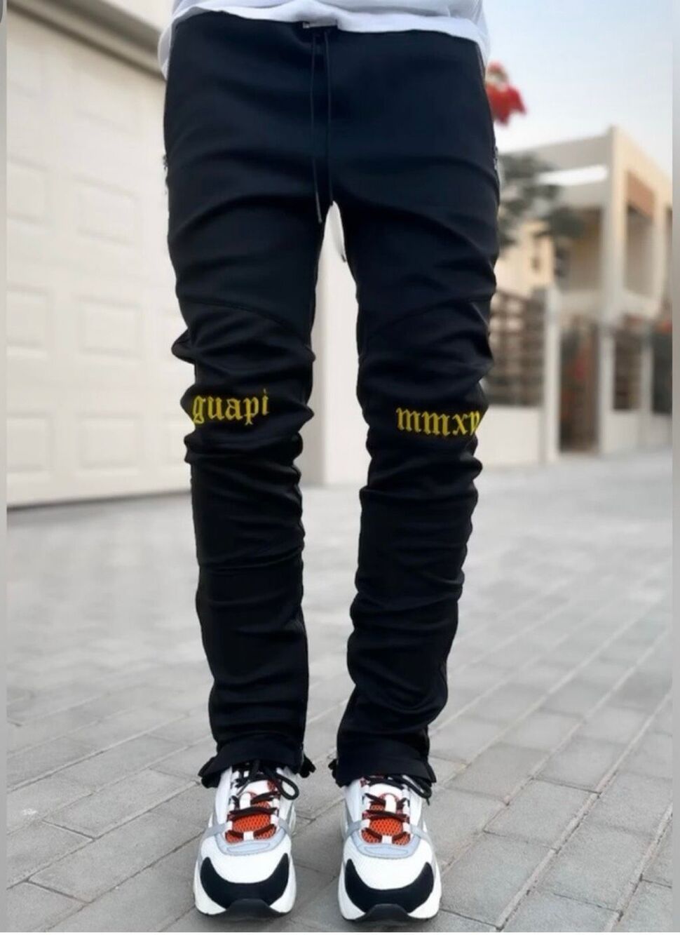 Guapi Men's Obsidian Black Essence Track Pants Jogger Rare Gold Logo 34? V4
